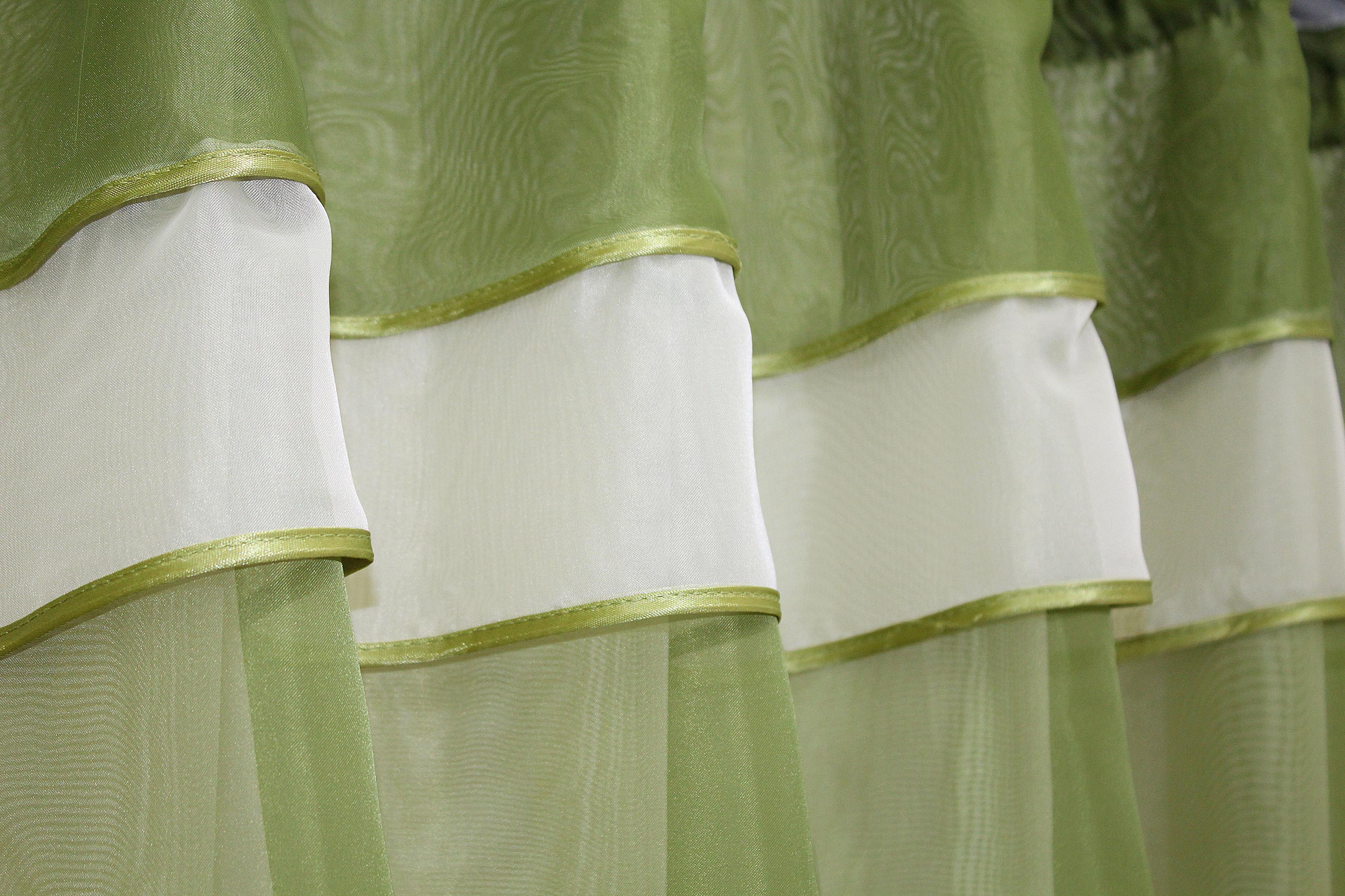 Фіранка кухонна VR-Textil № 018к з ламбрекеном 270х170 см Оливковий/Бежевий (50-858) - фото 4
