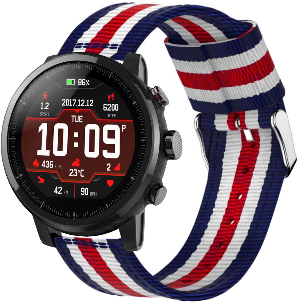 Ремешок тканевый Canvas для Amazfit Stratos Blue/White/Red (19668)