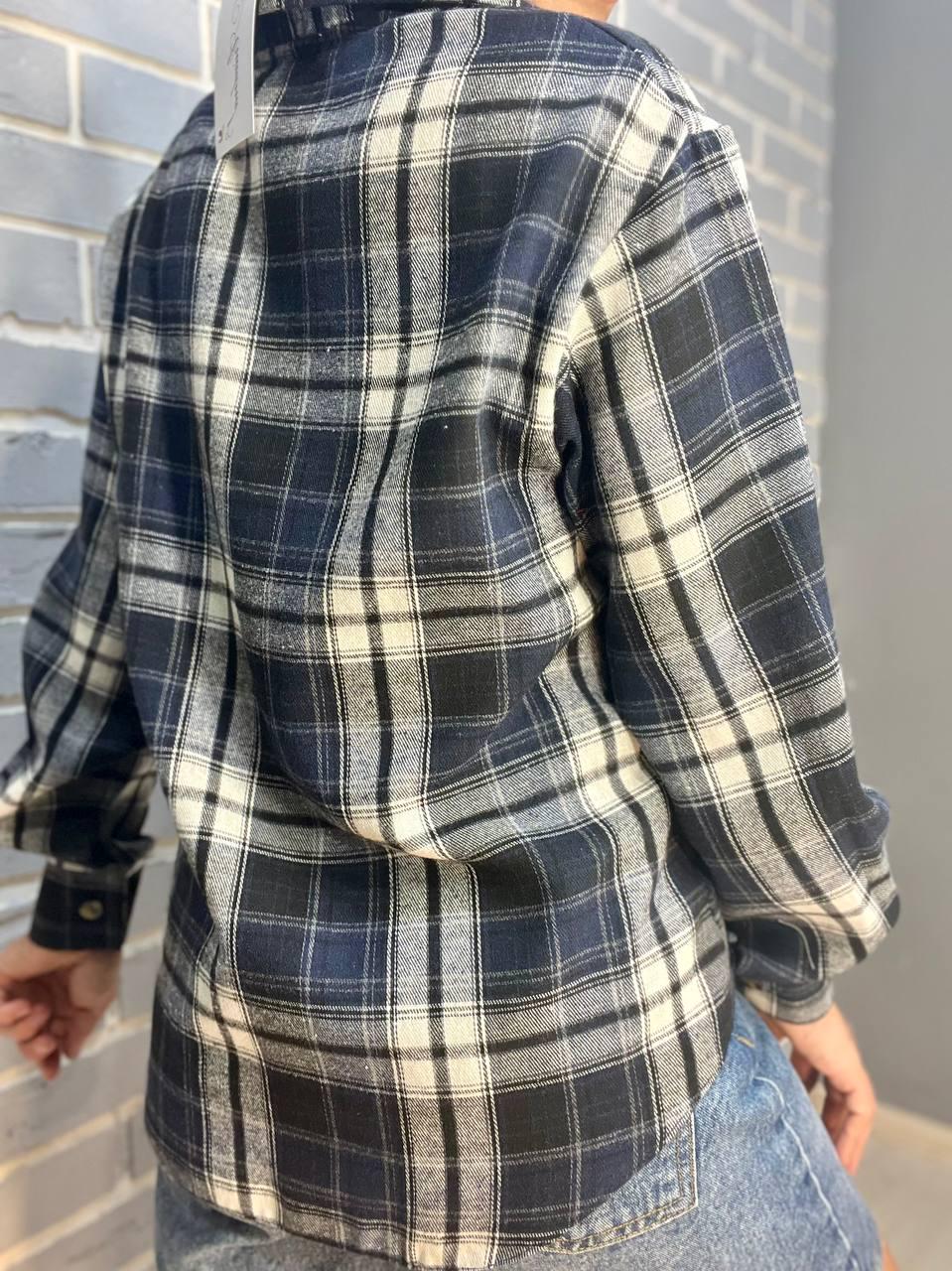 Сорочка жіноча Ariadna 8051 картата оверсайз байкова OS Темно-синій (2574) - фото 3