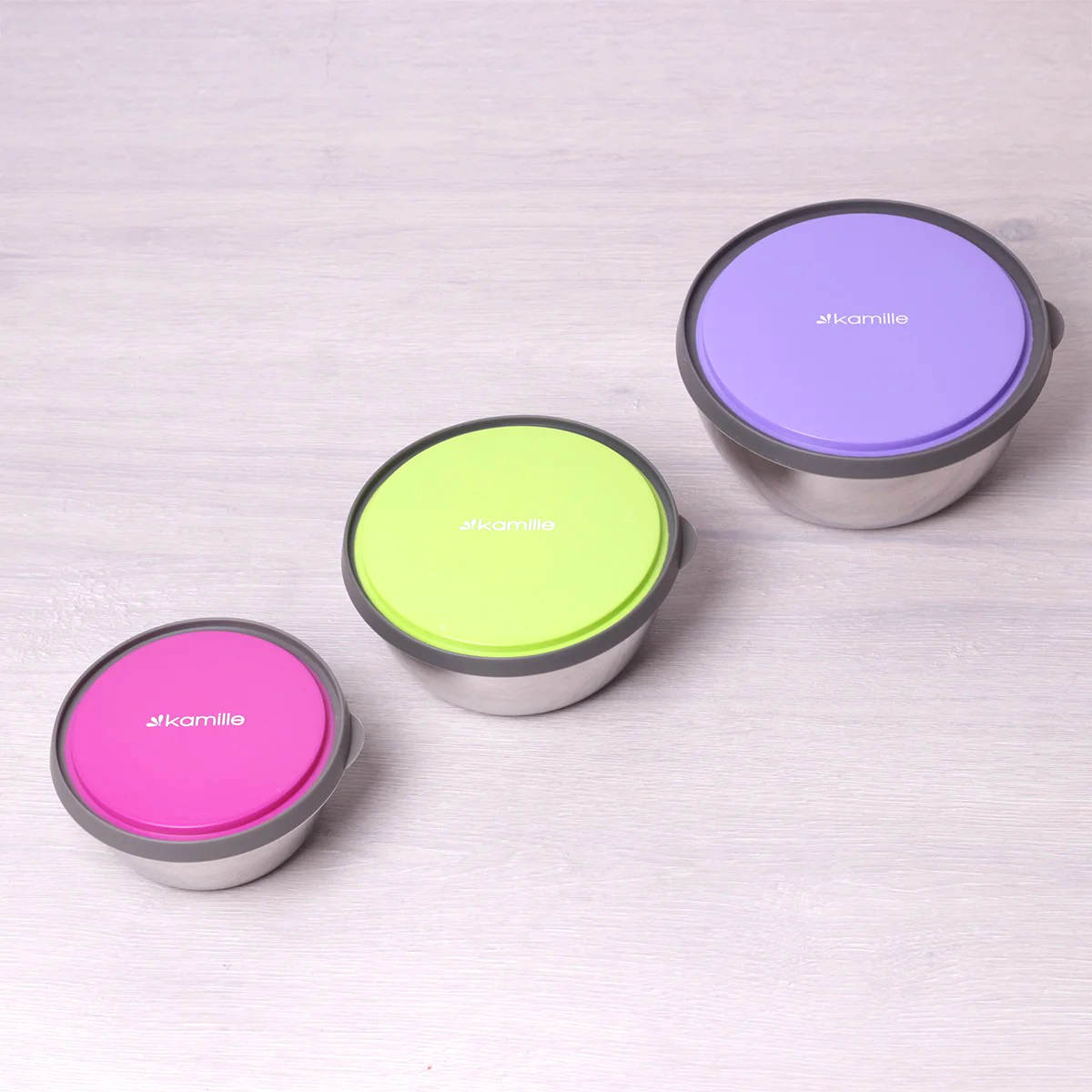 Набор емкостей Kamille 2111 из нержавеющей стали с пластиковыми крышками 3 шт. (611365452bb0b30545287a78) - фото 3 Набор емкостей Kamille 2111 из нержавеющей стали с пластиковыми крышками 3 шт. (611365452bb0b30545287a78) - фото 3