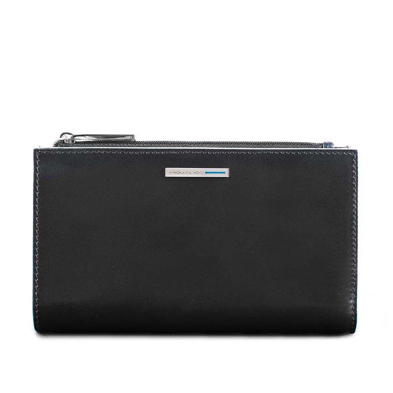 Портмоне кожаное Piquadro Blue Square Black с отделением для монет на молнии и RFID защитой (PD4572B2R_N)
