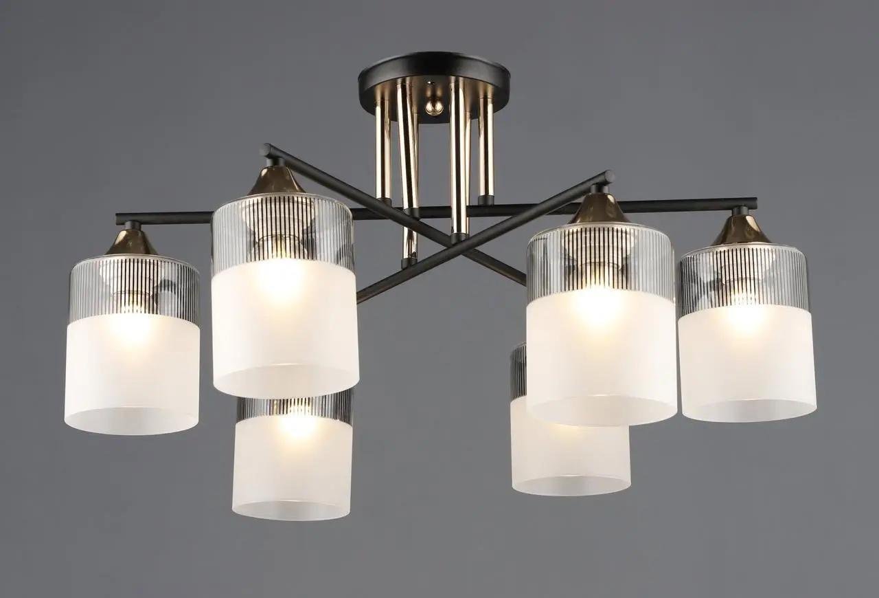 Люстра потолочная Valeso B BK+F A4409/6 на шесть цилиндрических плафонов под лампу Е27 IP20 Черный/Золотой (00000139898)