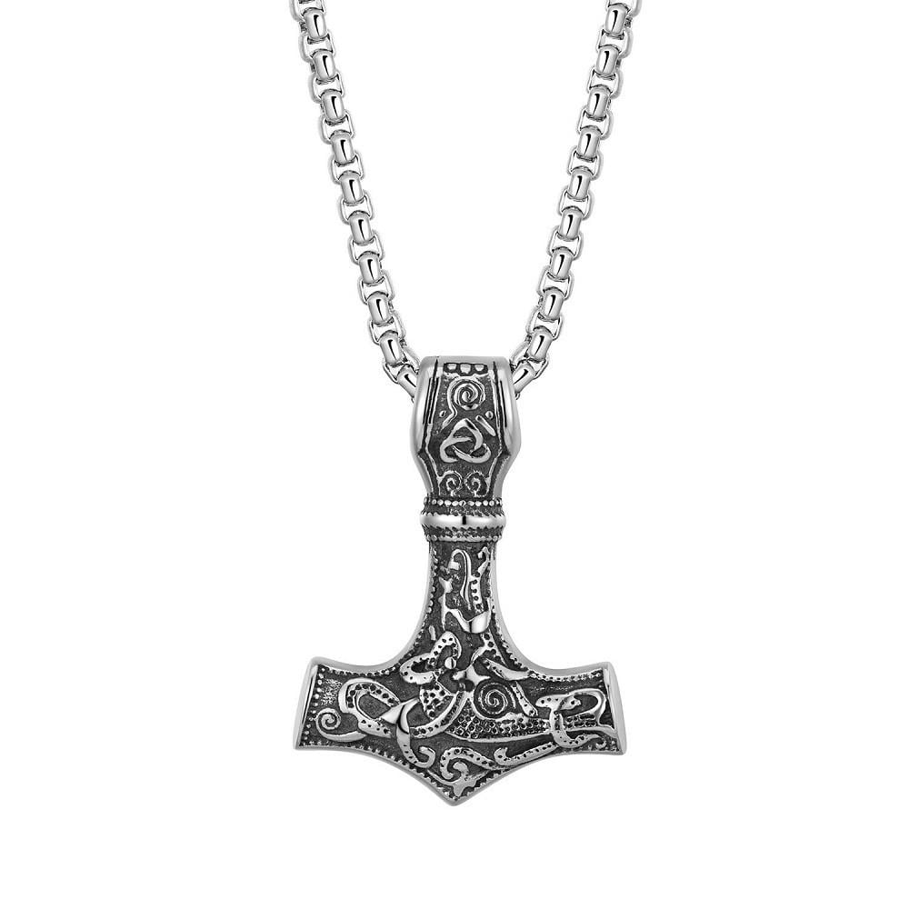 Подвеска Молот Тора Type G2 с цепочкой 60 см Серебристый (1890993570)