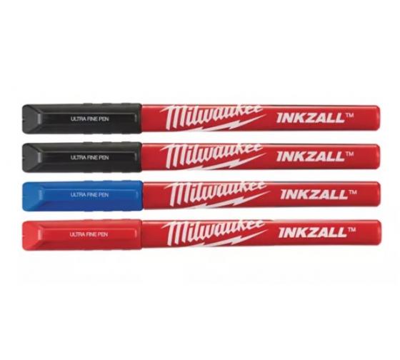 Ручки Milwaukee INKZALL Fine Tip Чорний/Синій/Червоний 4 шт. (48223165) - фото 1