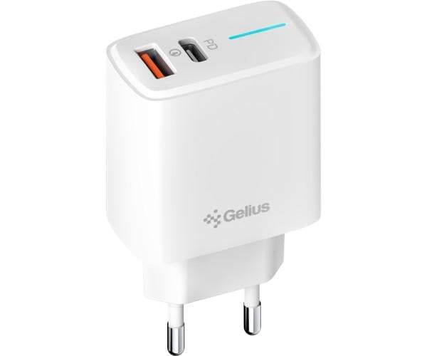 Зарядний пристрій мережевий Gelius GP-HC058 1Type-C/1USB-APD/QC3.0/PPS/Super VOOC25W White