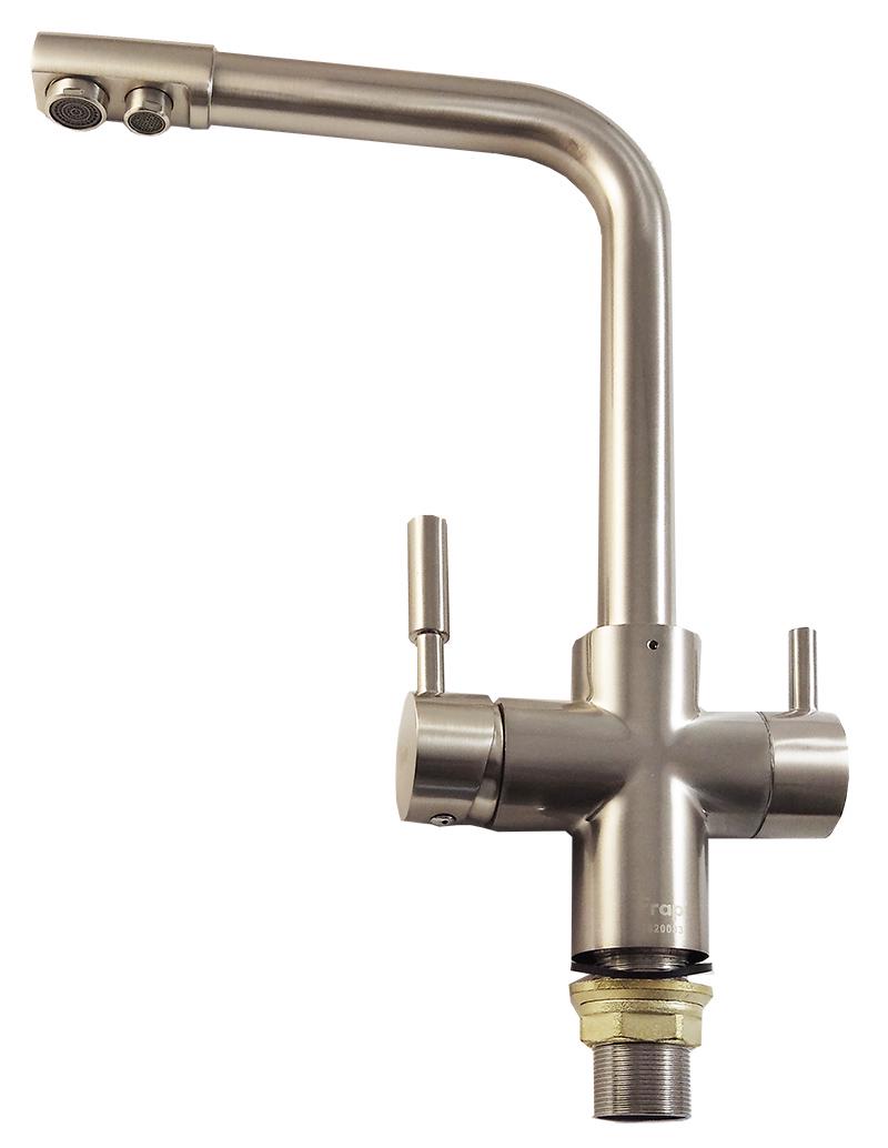 Змішувач для кухні з фільтром для питної води Frap F4352-5 Г-подібний гусак Сатин (34551)