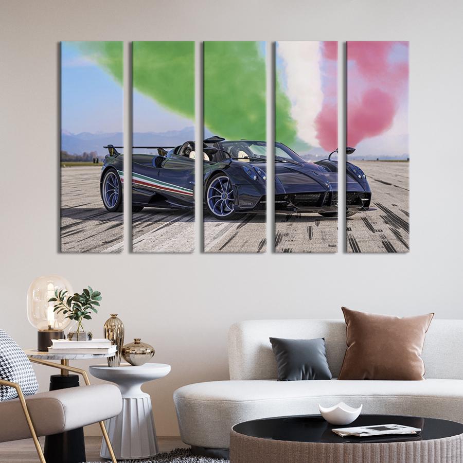 Картина на холсте Быстрый суперкар Pagani Huayra Tricolore 87x50 см (1272-51)