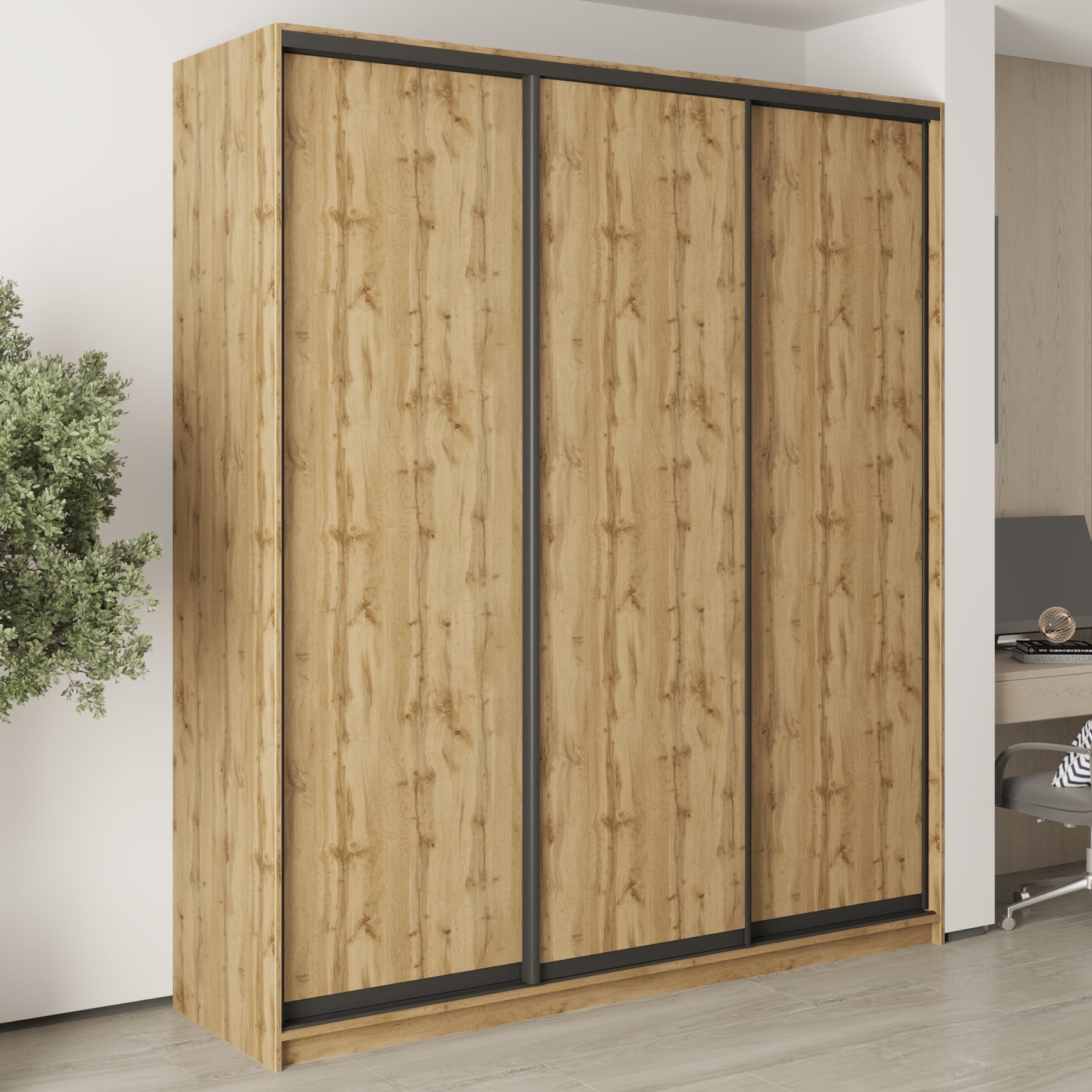 Шафа-купе тридверна Mebel Star Комбо BG MBS-9581 210х60х240 см Дуб тахо (1009570)