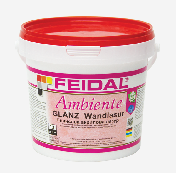 Лазурь Feidal GLANZ Wandlasur глянцевая на акриловой основе для декоративных штукатурок 1 л Бесцветный (1816057997)