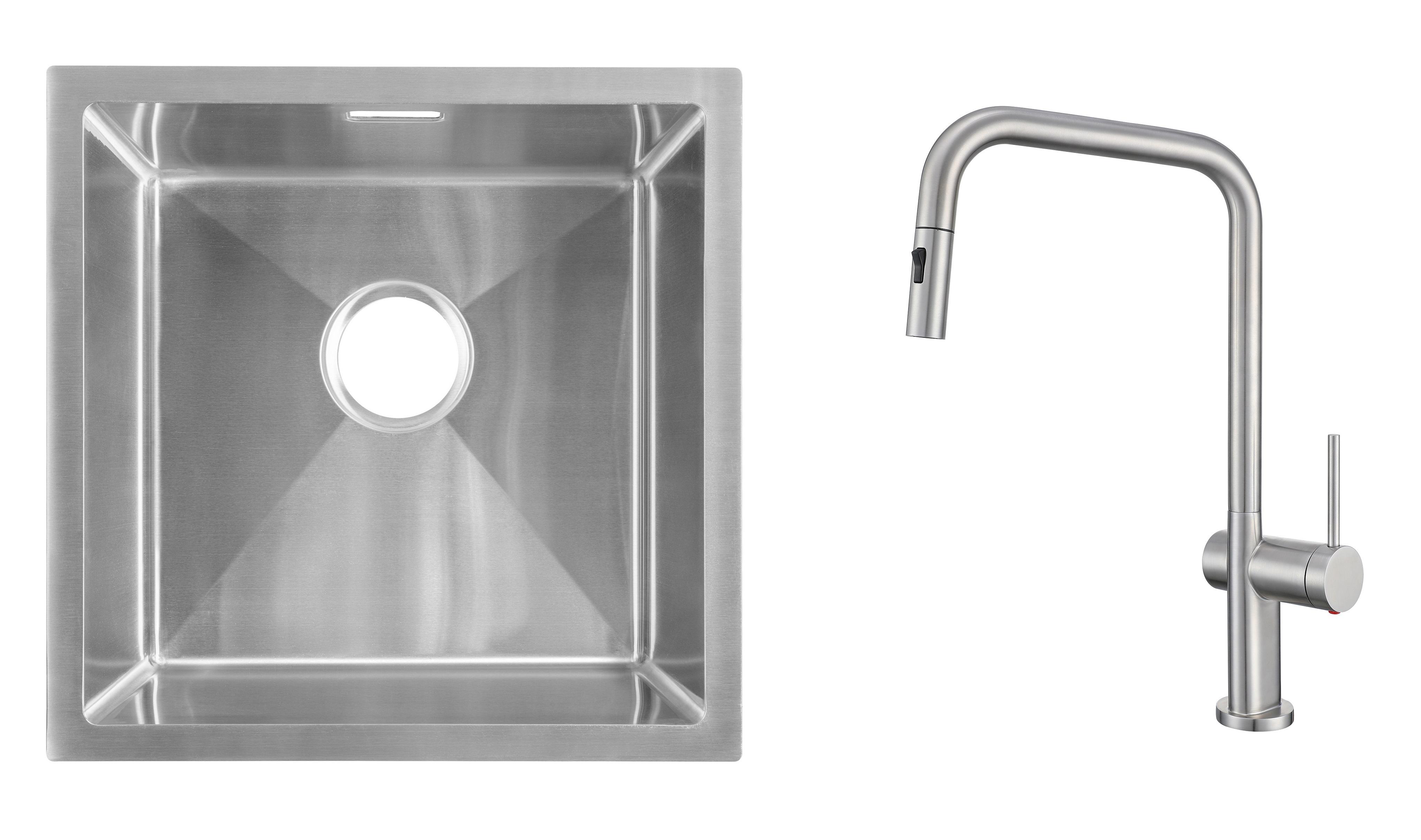 Комплект из кухонной мойки Gunter&Hauer Olef 4522 Inox и кухонного смесителя Gunter&Hauer BRUNNEN Br