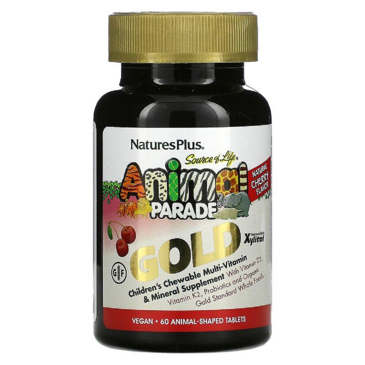 Мультивітаміни для дітей смак асорті Animal Parade Gold Natures Plus 60 жувальних таблеток (NTP29927)