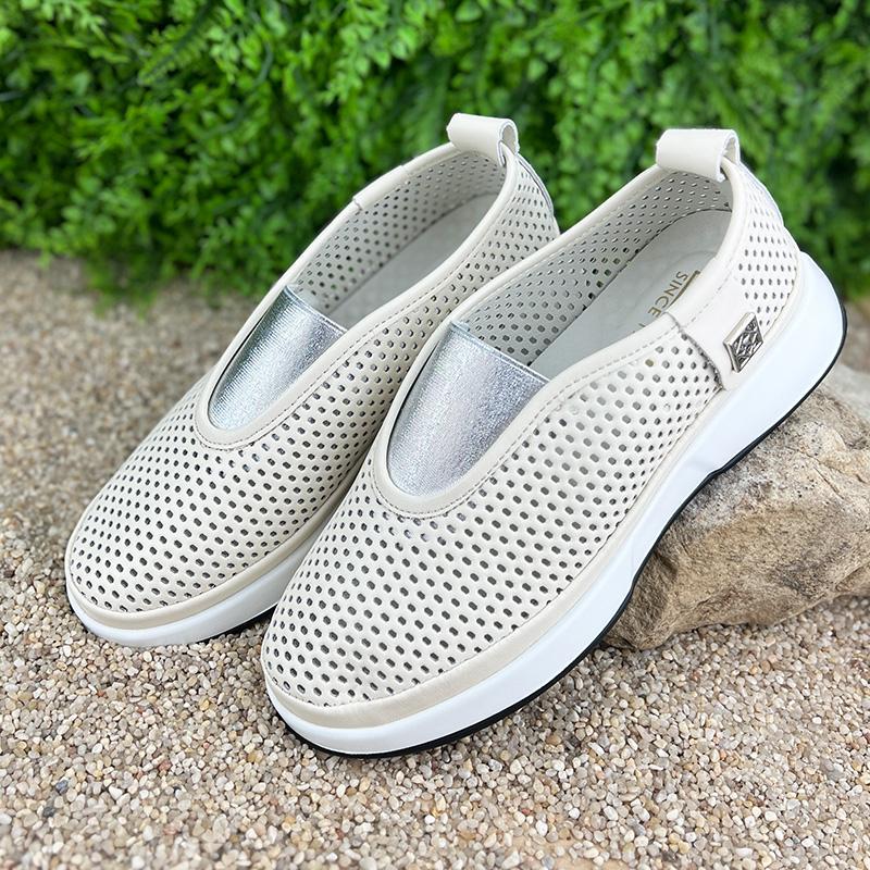 Мокасини жіночі перфорована шкіра Е-007061-6 p. 38 24,5 см Бежевий - фото 2 Мокасини жіночі перфорована шкіра Е-007061-6 p. 38 24,5 см Бежевий - фото 2