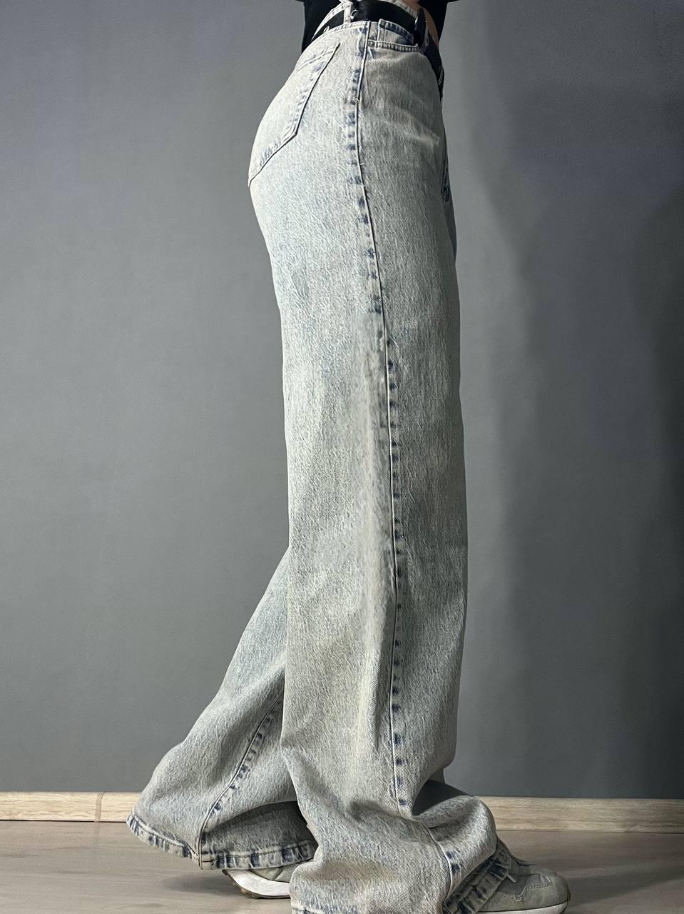 Джинсы женские LIUZIN 1360 wide leg широкие от бедра с ремнем р. 33 Голубой с коричневым (2337) - фото 3