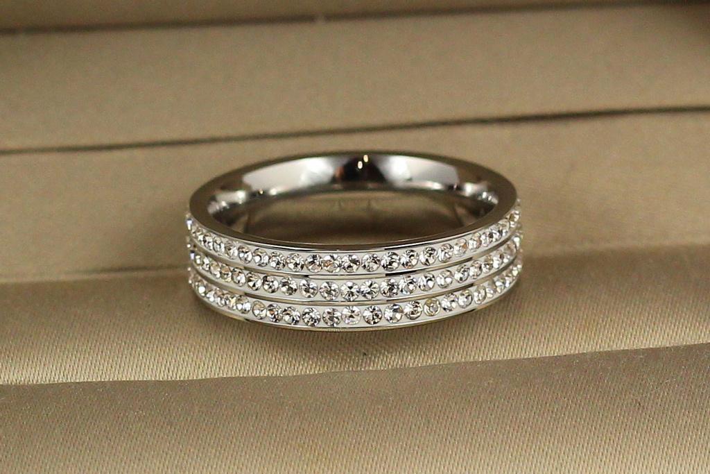 Кольцо Xuping Jewelry три дорожки камни по кругу р. 17 Серебристый (1759540672)