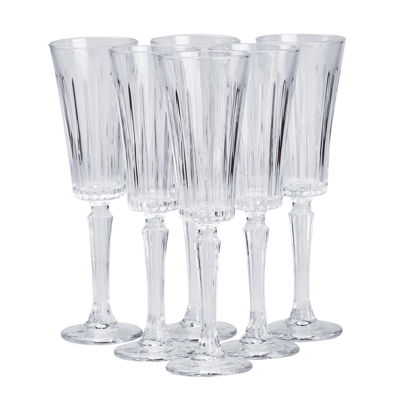 Бокалы для шампанского с гранями 150 мл 6 шт. Прозрачный