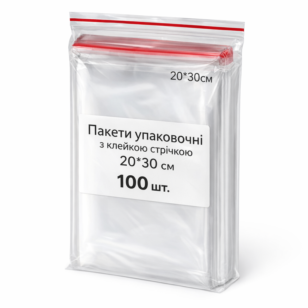 Полиэтиленовые пакеты БОПП с клеевым клапаном прозрачные 20x30 см 100 шт. (32180439)