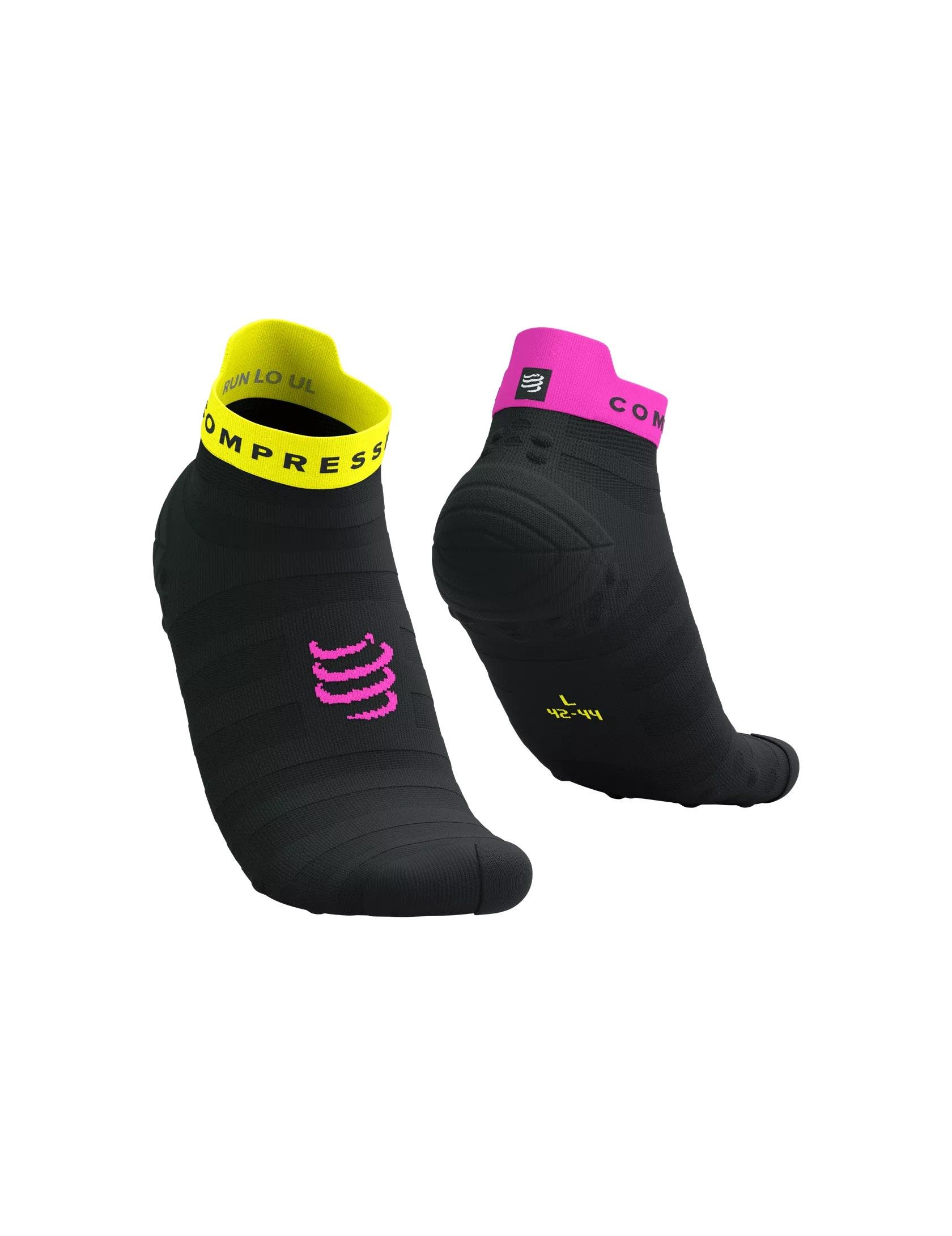 Шкарпетки Compressport Pro Racing Socks V4.0 Ultralight Run Low T1 Black/Safe Yellow/Neo Pink (17539225)