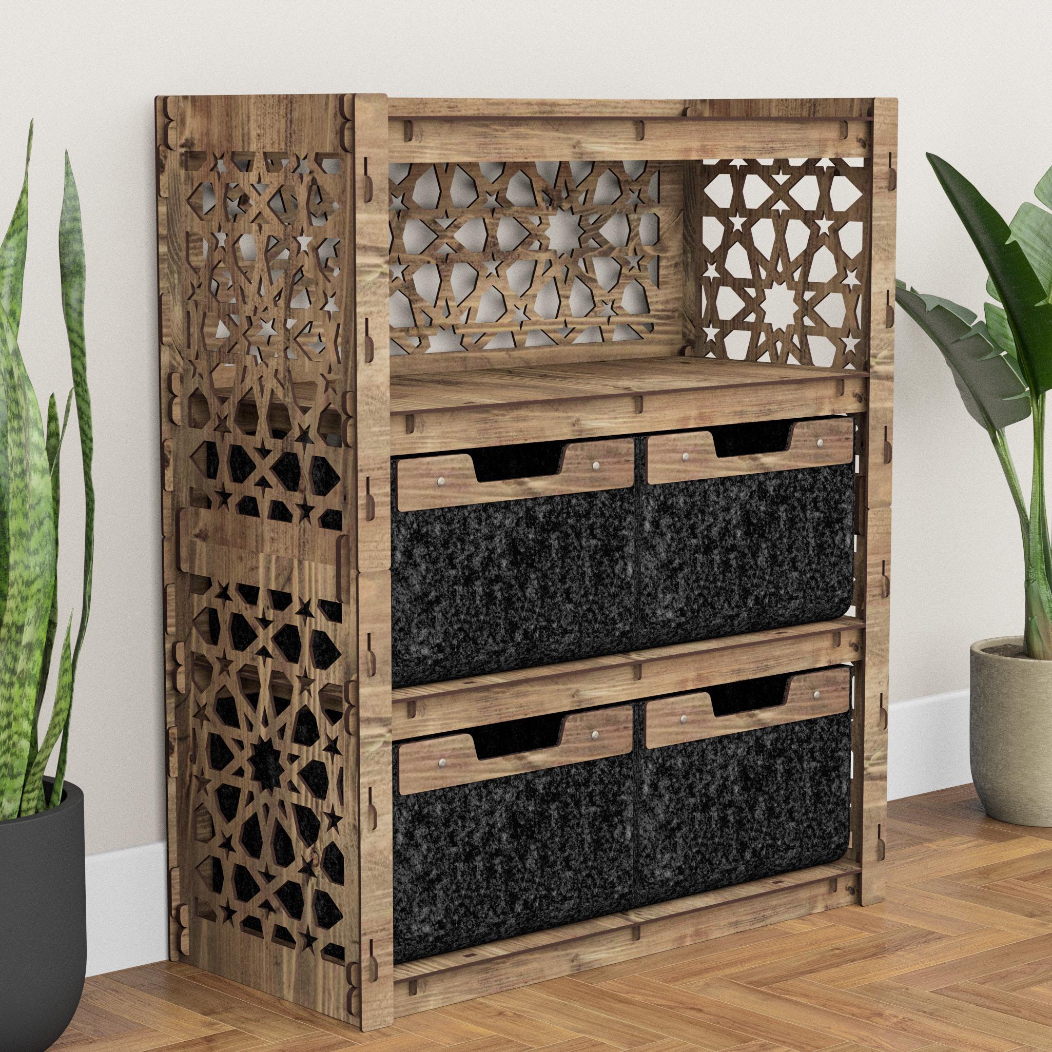 Комод для белья из дерева Hexagonica Arabic на 4 ящика черные корзины 900х750х345 мм (111460) Комод для белья из дерева Hexagonica Arabic на 4 ящика черные корзины 900х750х345 мм (111460)