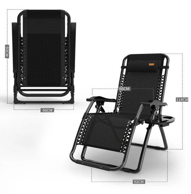 Шезлонг WCG R-03 Zero Gravity с матрасом Черный (R-03) - фото 5