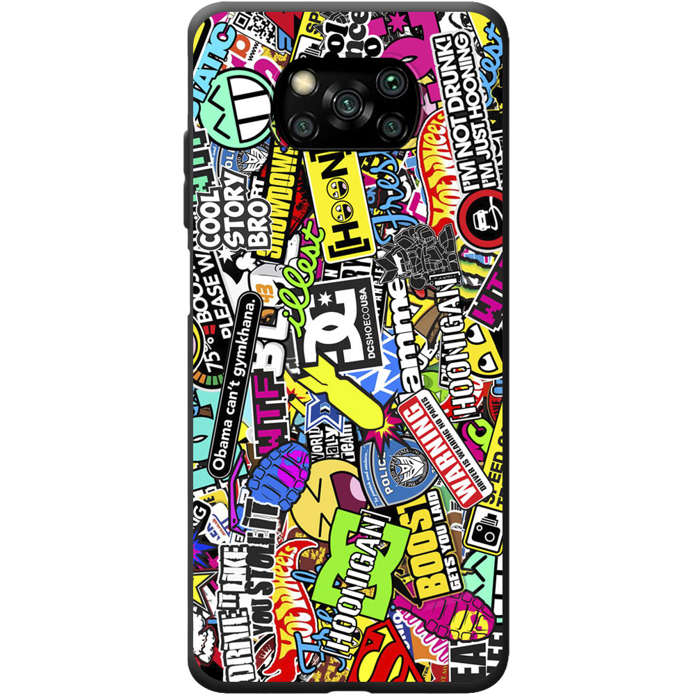 Чехол BoxFace Poco X3 Multicolored Inscriptions Черный силикон (41288-up880-41933)