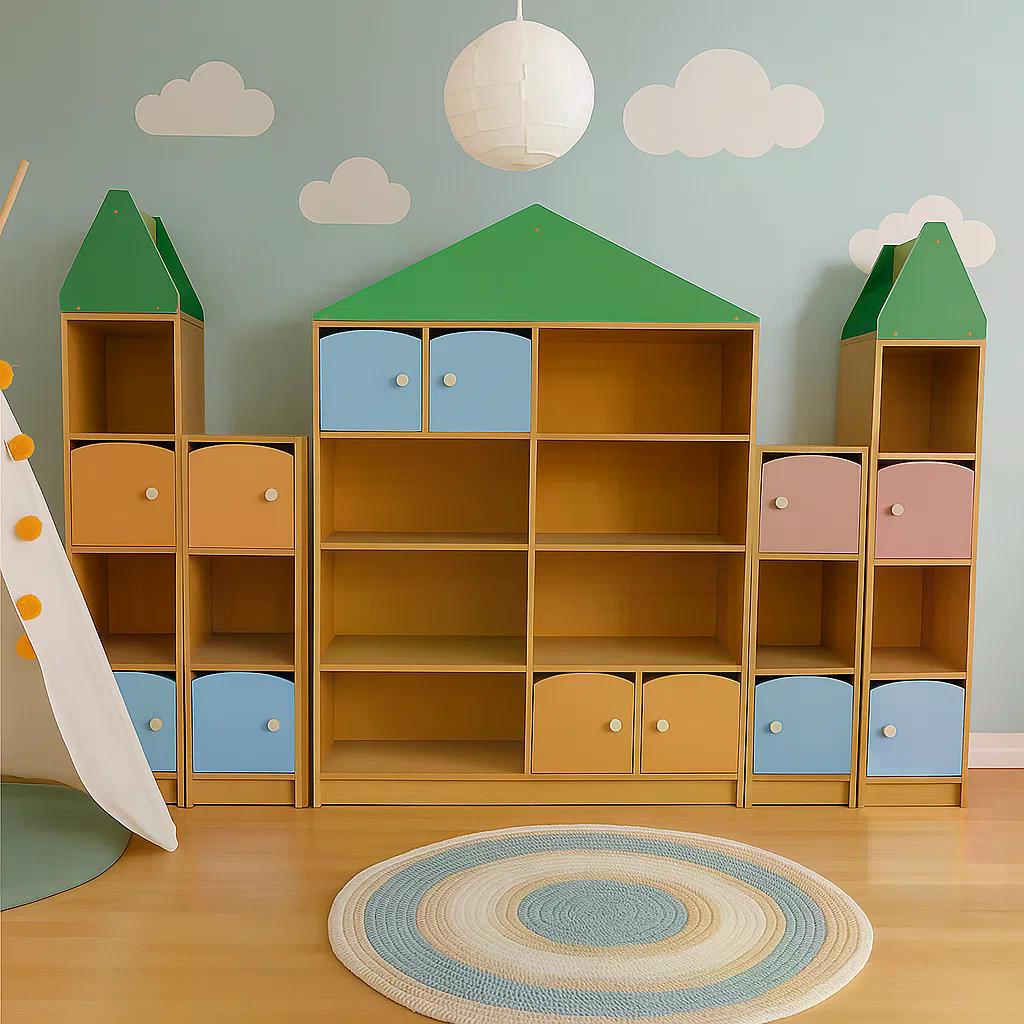 Стенка детская игровая для игрушек GAP Домик DS-851 2346x300x1570 мм Оранжевый