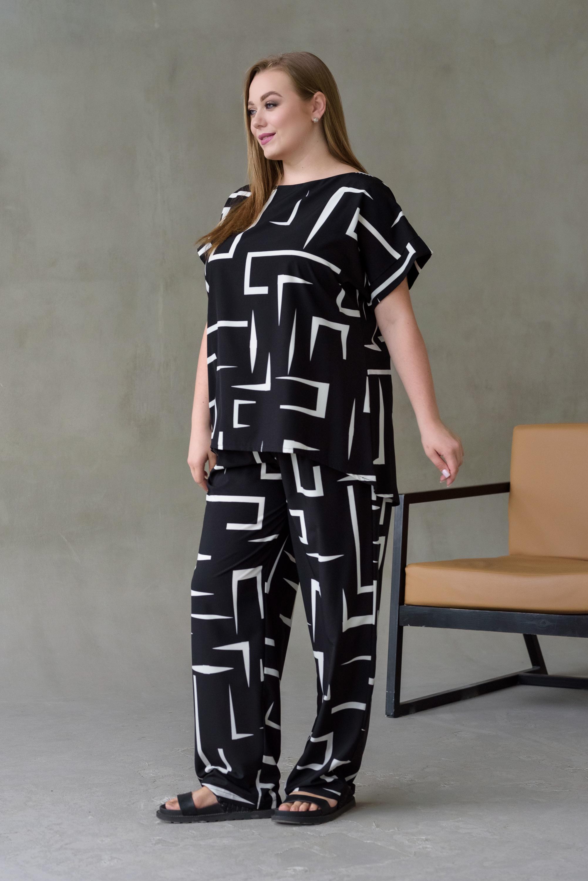 Костюм женский штапельный Альмина р. 56 Черный (26866371) - фото 3