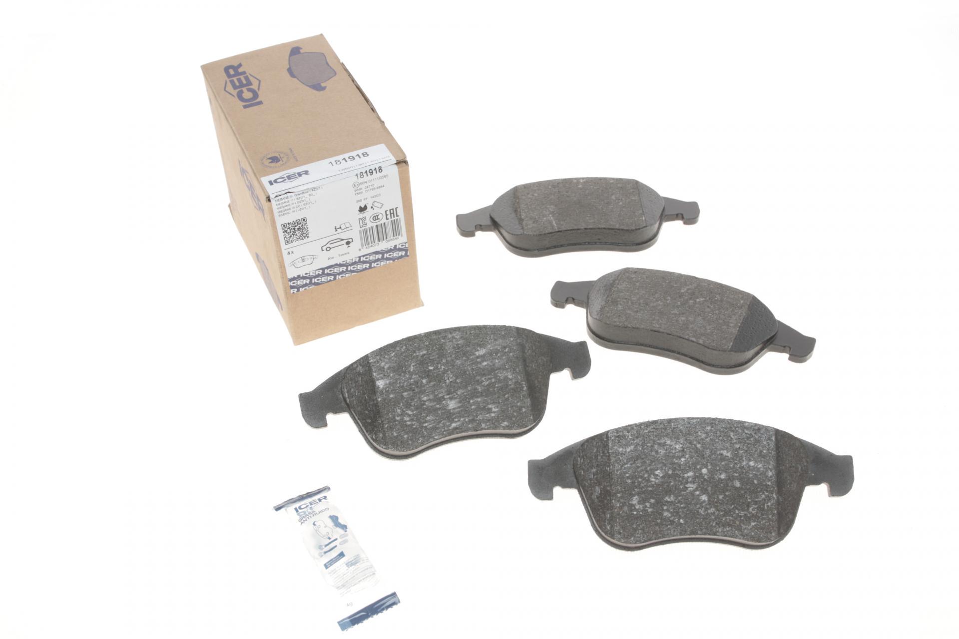 Колодки тормозные передние ICER для Renault Megane III/Laguna III/Scenic III 08-/Clio 13- WVA 24710/24826 (181918)