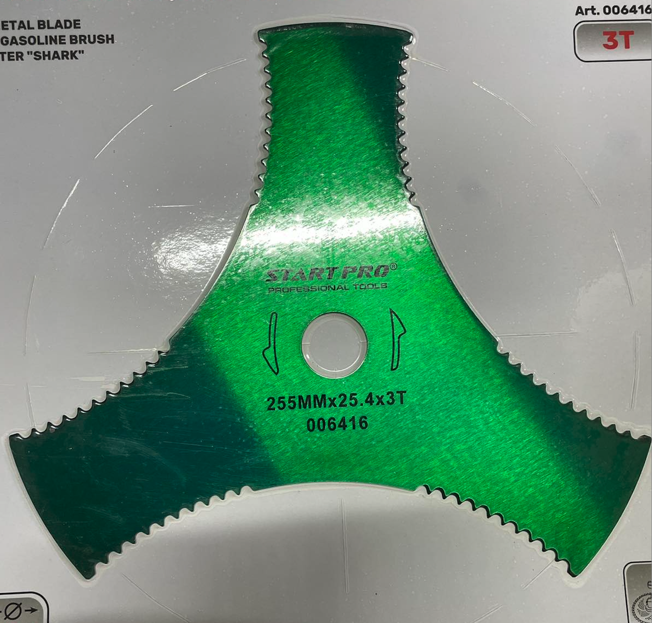 Нож к садовому триммеру Shark Start Pro 6416 3-лопасти двухсторонний 255х25,4 мм - фото 2 Нож к садовому триммеру Shark Start Pro 6416 3-лопасти двухсторонний 255х25,4 мм - фото 2