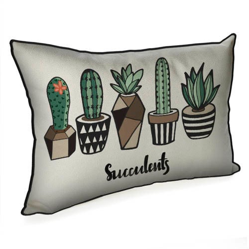 Подушка интерьерная с мешковины Succulents 45х32 см (43PHB_TFL020_BL)
