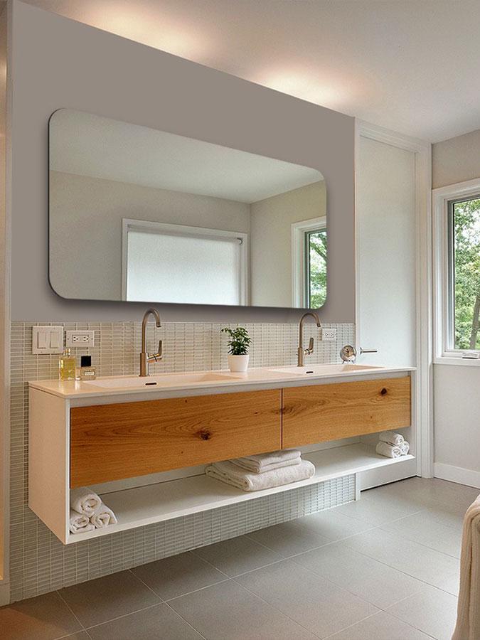 Зеркало прямоугольное с подсветкой/закругленными углами XL 130х150 см (10011XL-130150stW)