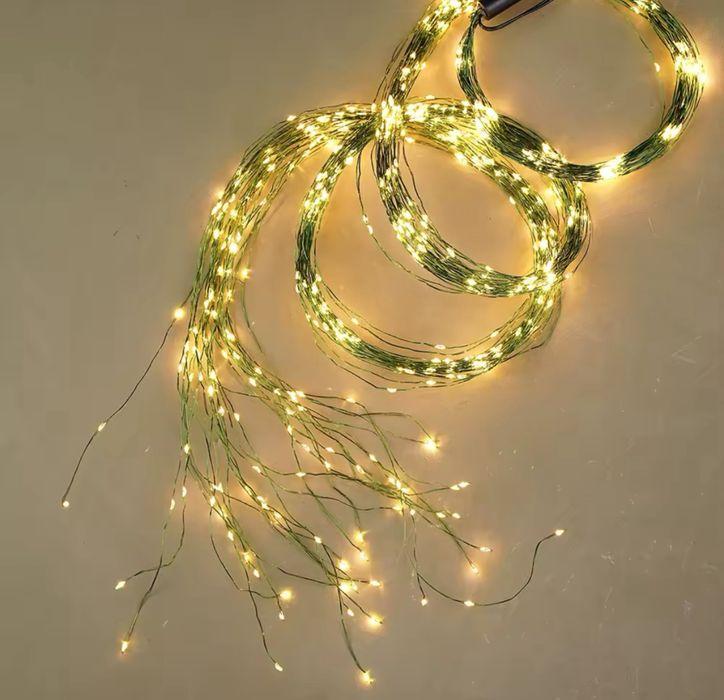 Гірлянда на ялинку Роса-дощик Кінський хвіст USB з пультом на зеленому кабелі 2 м 200LED (1000-RV333G)