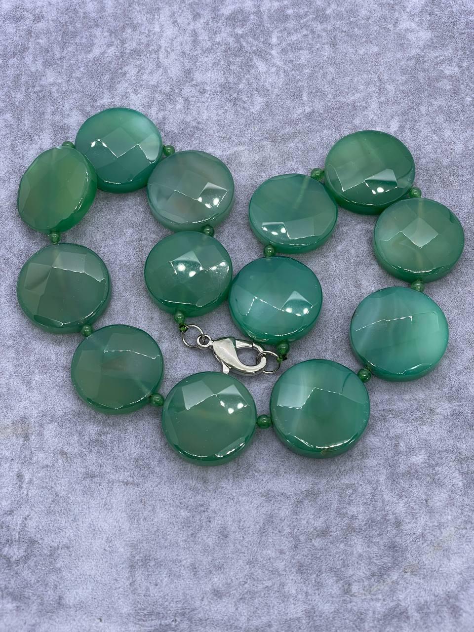 Бусы агат 45 см 30 мм Зеленый (1518)