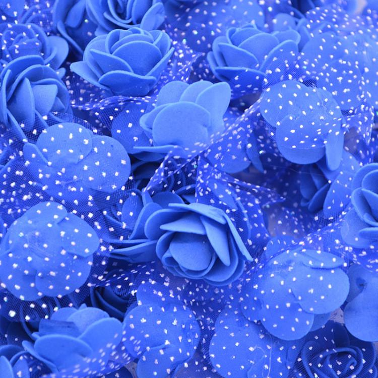 Головки цветов для рукоделия с фатином 50 шт. 3 см Синий (449600/5)