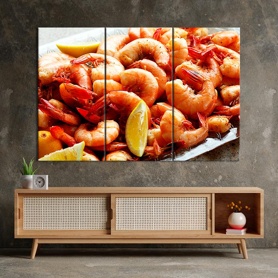 Настенний декор Тигровые креветки с лимоном 128x81 см (A505-3)