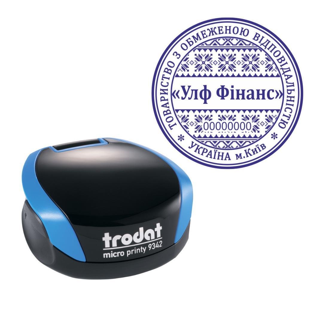 Печать ТОВ на карманном оснащении Trodat Micro Printy 9342 d 42 мм Синий (ООО17/9342/BL)