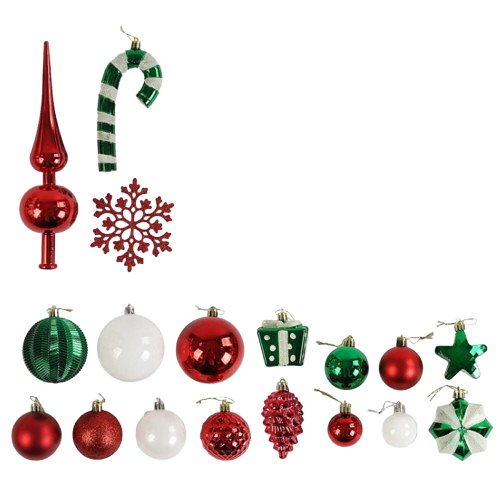 Набор рождественских украшений игрушки с верхушкой на елку 65 шт. Зеленый/Красный (160753) Набор рождественских украшений игрушки с верхушкой на елку 65 шт. Зеленый/Красный (160753)