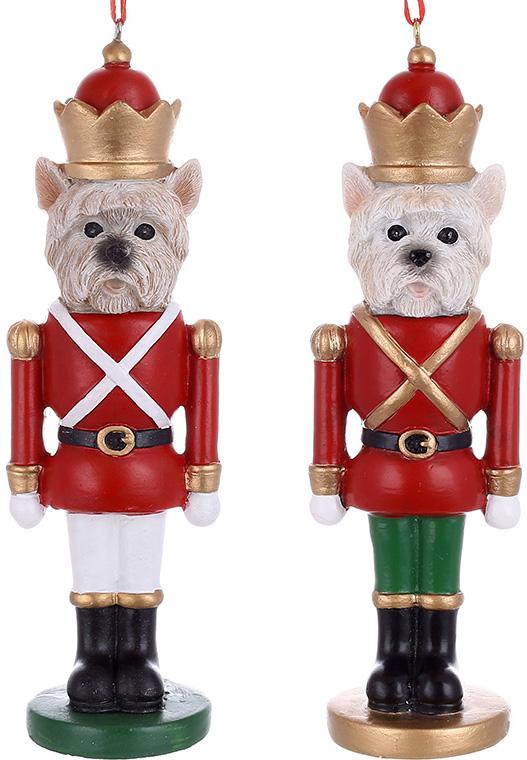 Фигурки новогодние подвесные 6 шт. Собака-страж 15 см Красный