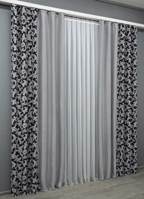 Шторы блекаут 1,5х2,7 м 2 шт. Черный/Серый (014дк/043шА-157ш) - фото 3 Шторы блекаут 1,5х2,7 м 2 шт. Черный/Серый (014дк/043шА-157ш) - фото 3