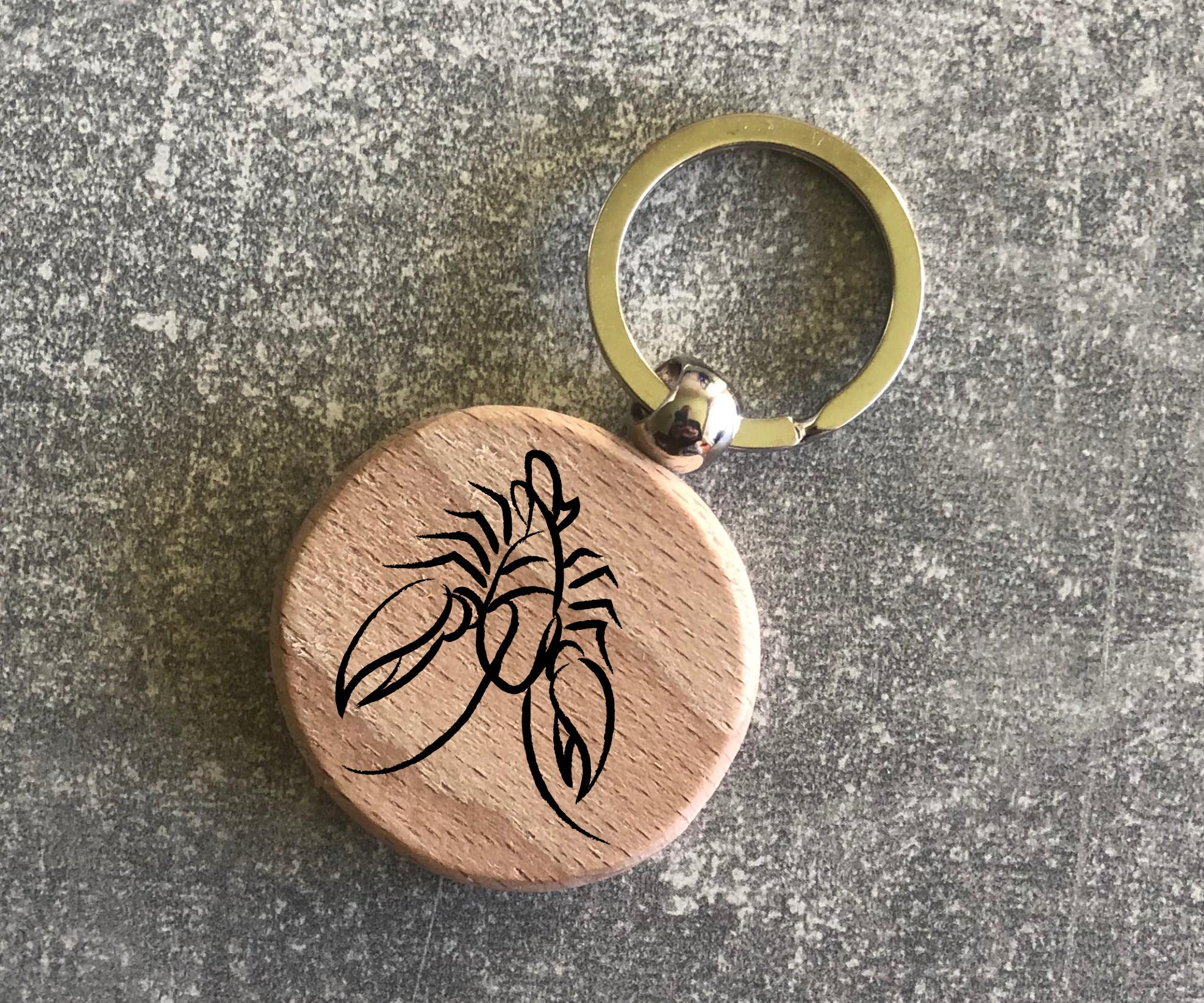 Брелок деревянный круглый с изображением зодиака "Рак" (15010204040)