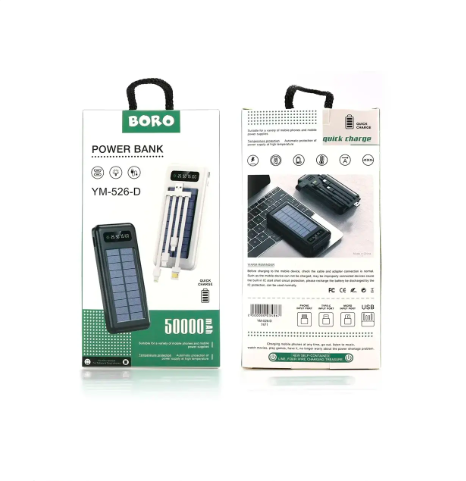 Повербанк з ліхтариком Boro YM-526-D 50000 mAh Black - фото 7 Повербанк з ліхтариком Boro YM-526-D 50000 mAh Black - фото 7