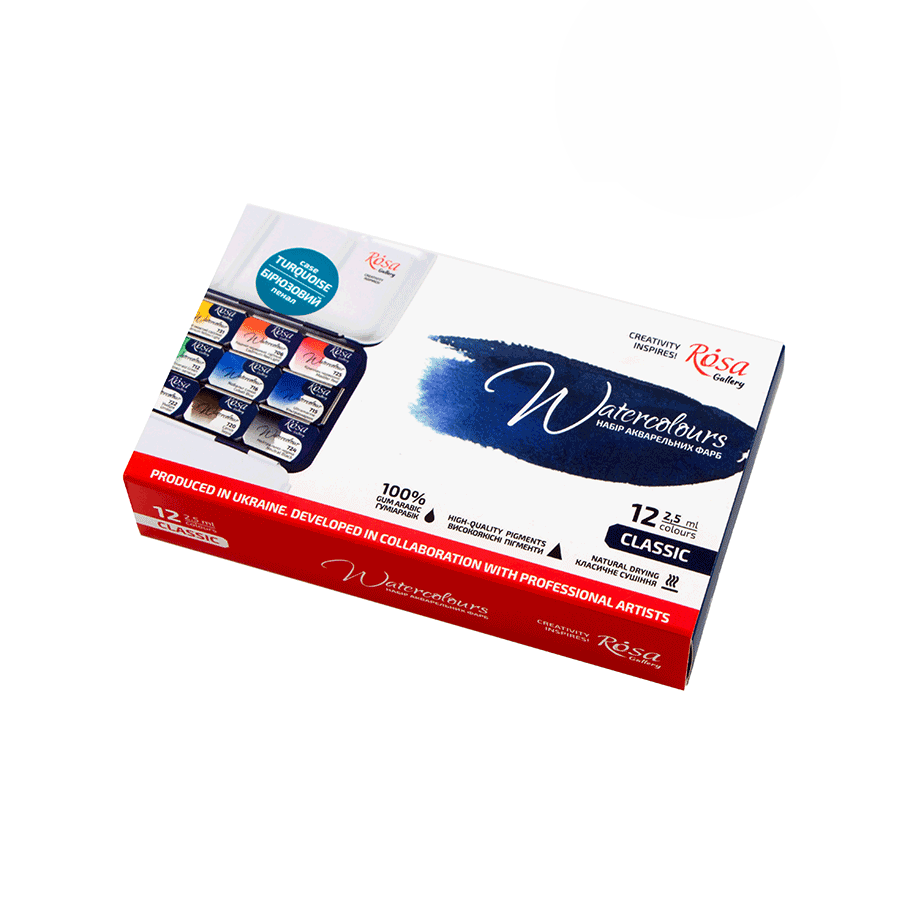 Акварельные краски ROSA Gallery CLASSIC 12х2,5 мл (4823098525707 3403312)