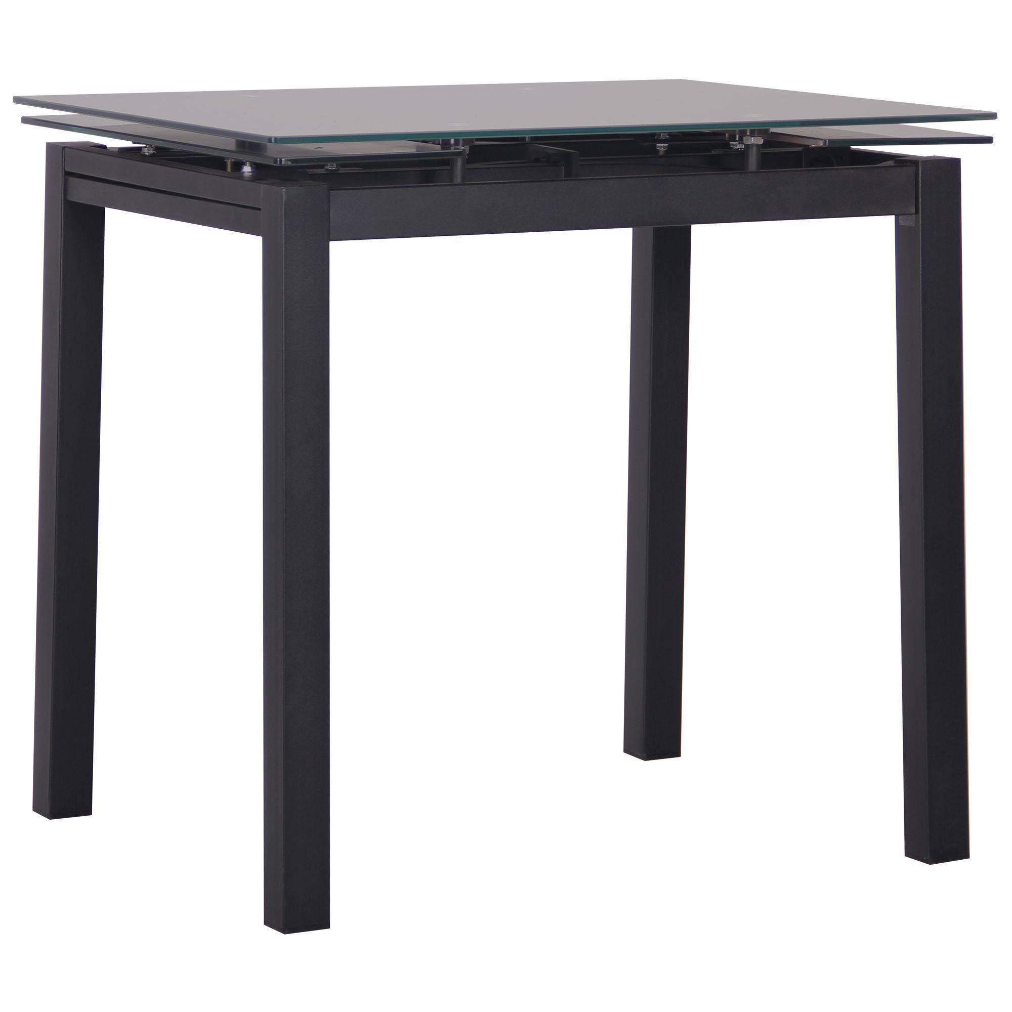 Обідній стіл Карлос 760х800+400х650 розкладний Чорний/Антрацит