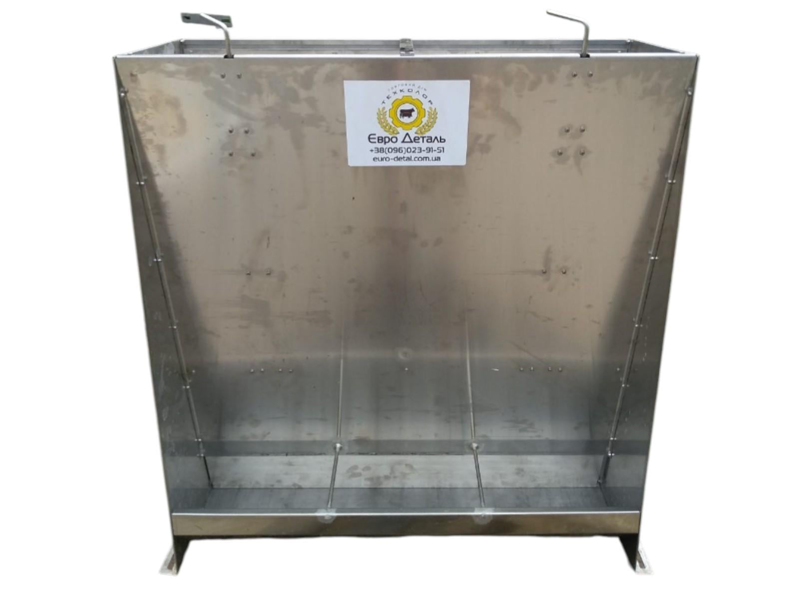 Годівниця бункерна для свиней на відгодівлі 2-стороння 3-місна з харчової нержавіючої сталі (01-04-02023)