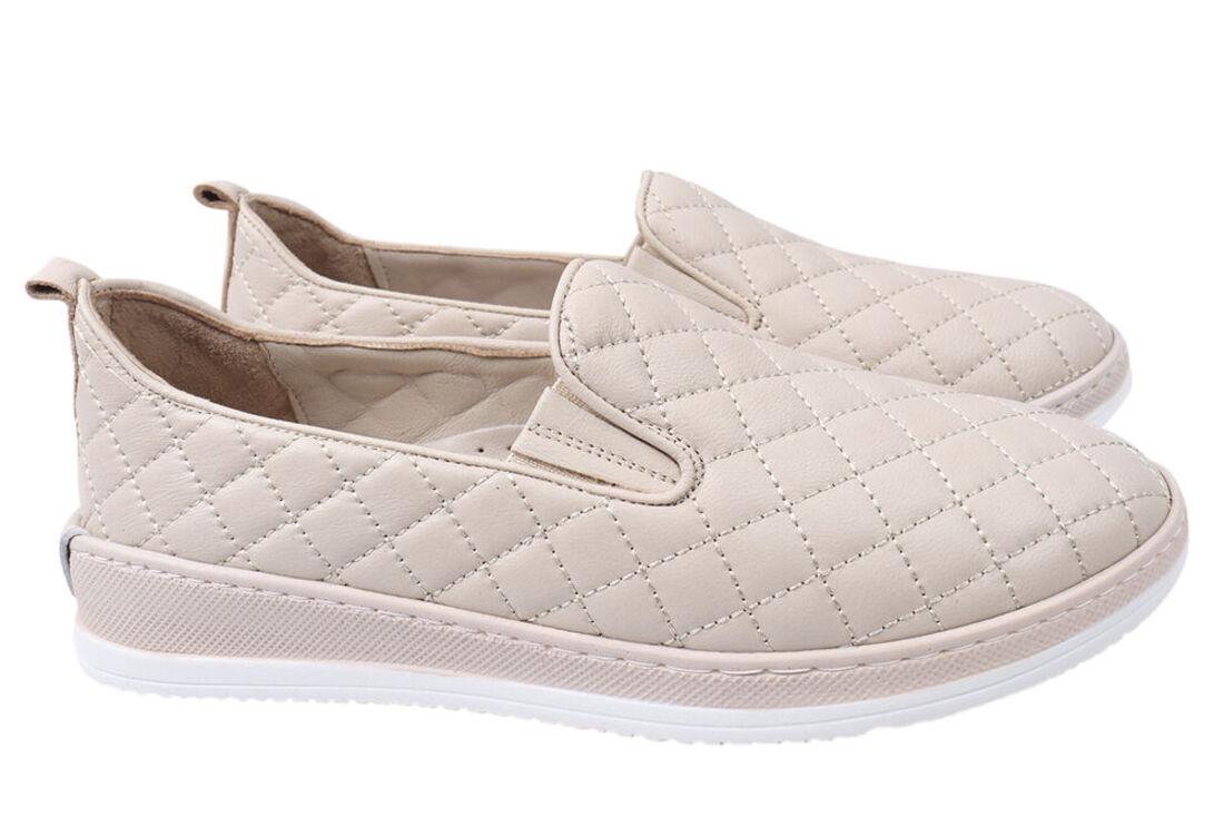 Туфли женские Molly Bessa из кожи на низком ходу р. 40 Бежевый (263-21DTC)