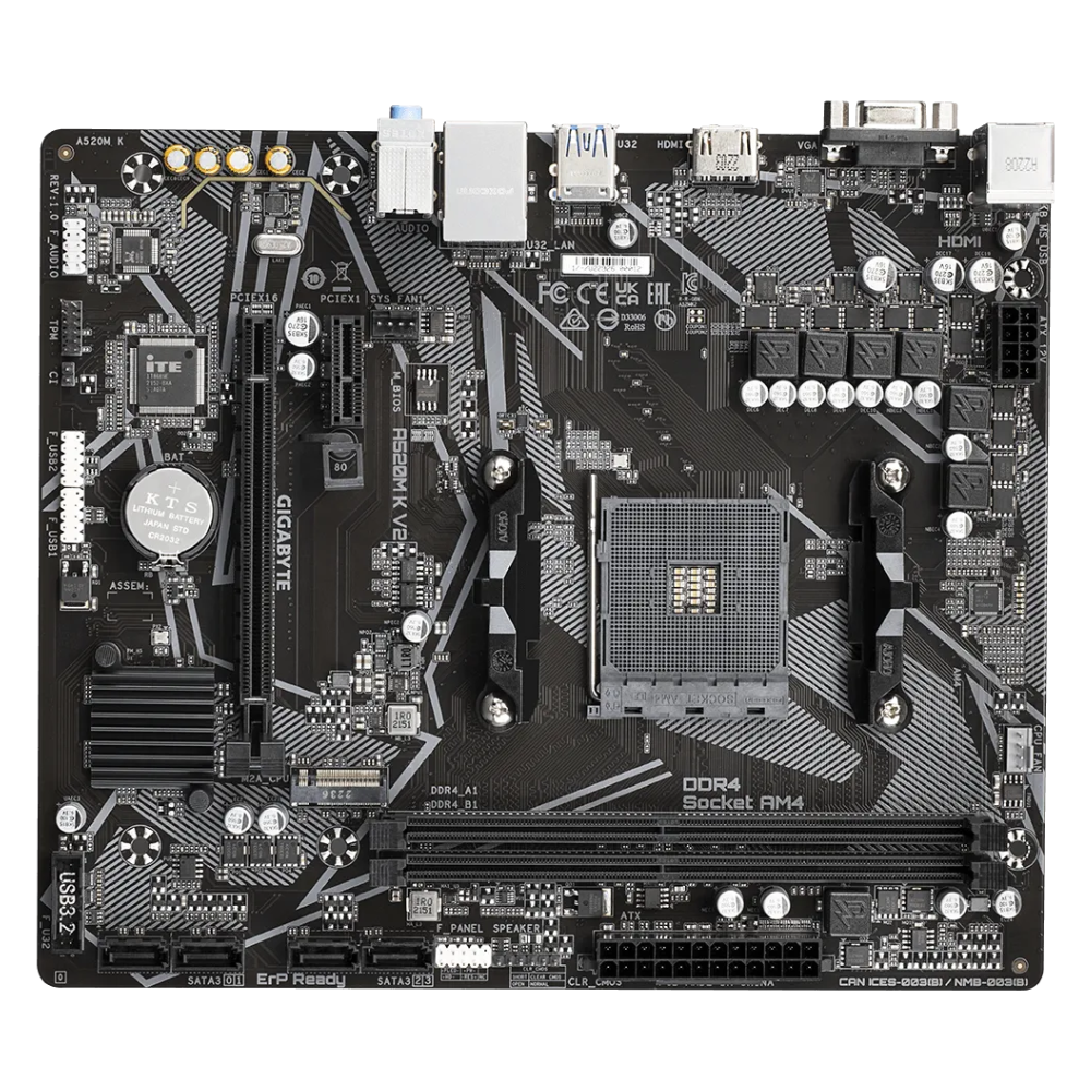 Материнська плата Gigabyte A520M K V2 AM4 A520 MicroATX 2 слоти DDR4 підтримка Ryzen 3000–5000 (570731) - фото 3