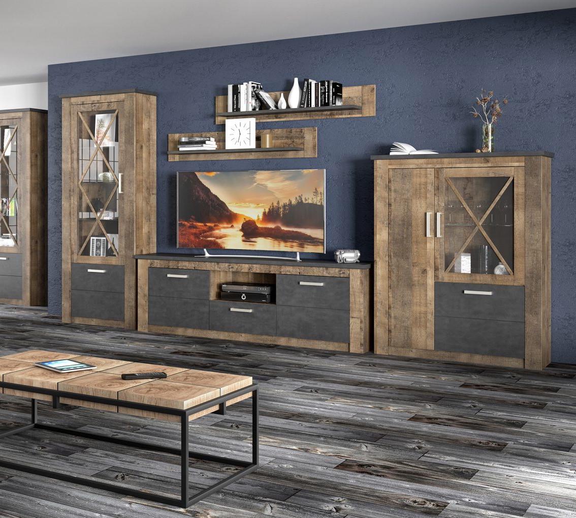 Стенка для гостиной Мебель Сервис Джорджиа модульная горка 392х205 см Андерсон пайн (meb_ser_vit_21)