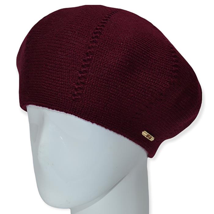 Берет женский Lirus Ариэль из шерсти двойной с узором Бордовый