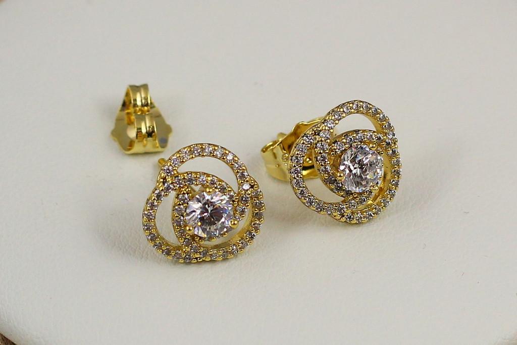 Серьги гвоздики Xuping Jewelry Водоворот из фианитов 1,2 см Лимонный (2062841557)