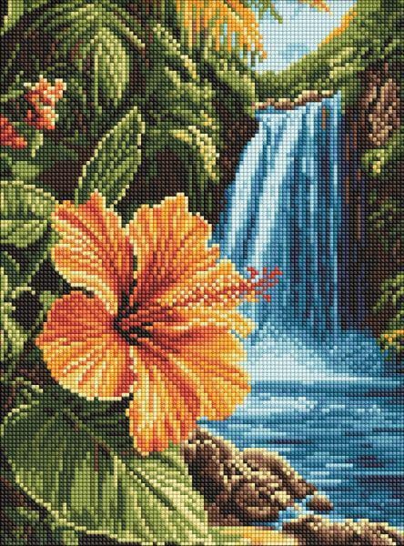 Алмазна мозаїка Ideyka Тропічний водоспад 30x40 см (Id-AMO8227)