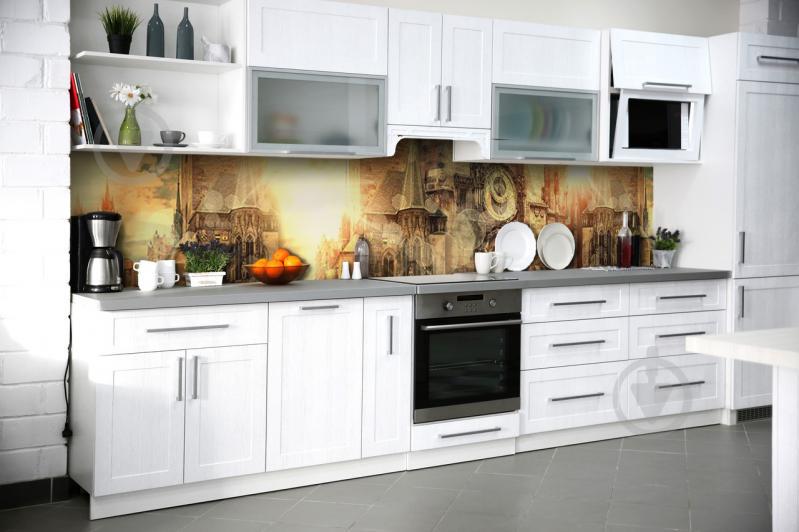 Скинали на кухню Zatarga «Древняя Европа» 600х2500 мм виниловая 3Д наклейка кухонный фартук самоклеящаяся Z180833